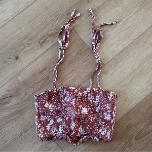 Abercrombie Smocked Floral Crop Tank
